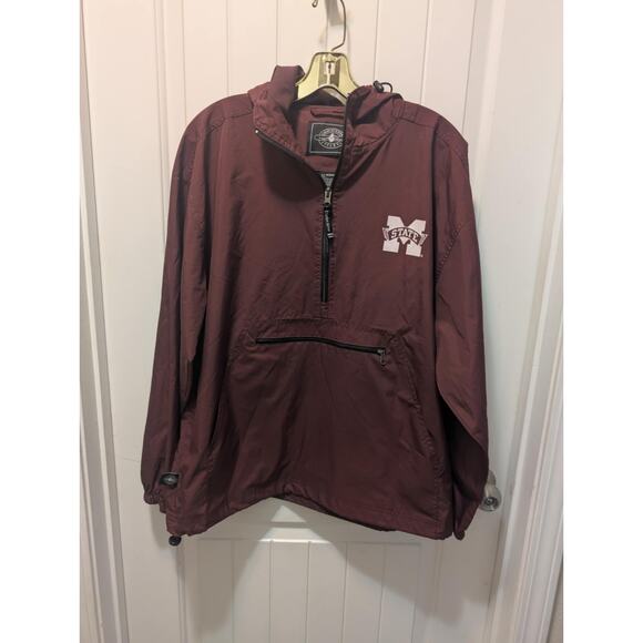 Mississippi State Bulldogs Hooded Jacket Maroon Windbreaker Pullover Men's M - Picture 1 of 9